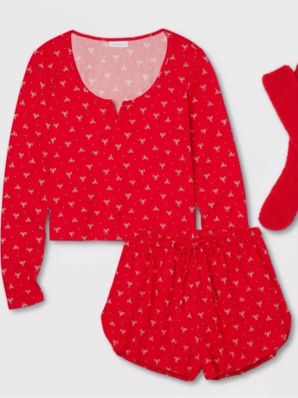 Colsie 2-Piece Red Bow Lounge Pajama Set - Medium